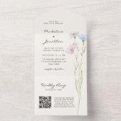 Eenvoudige Chic Wildflower Beige bruiloft All In One Uitnodiging (Binnen)