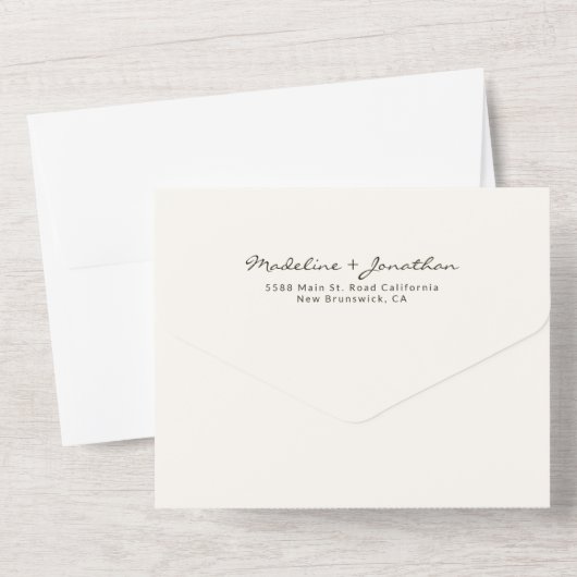 Eenvoudige Chic Wildflower Beige bruiloft All In One Uitnodiging (Achterkant)