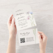 Eenvoudige Chic Wildflower Beige bruiloft All In One Uitnodiging (Afscheurbaar)