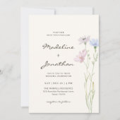 Eenvoudige Chic Wildflower Beige bruiloft Kaart (Voorkant)
