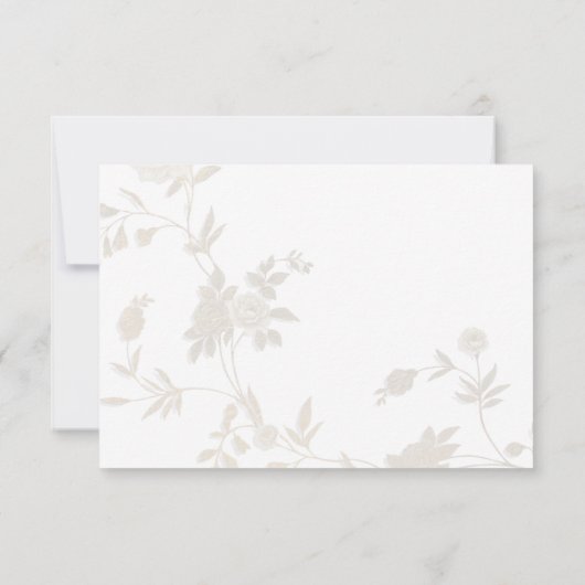 Eenvoudige chic wit goud glitter bloemenbruidsmeis kaart (Achterkant)