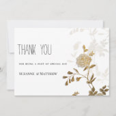 Eenvoudige chic wit goud glitter bloemendank u kaart (Voorkant)