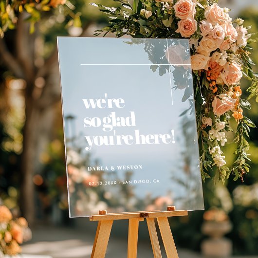 Eenvoudige chic Zo blij dat je hier bent welkom Du Acryl Bord