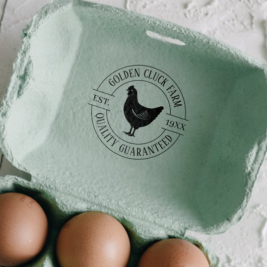 Eenvoudige Chicken Egg Business Round Zelfinktende Stempel