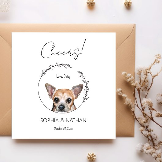 Eenvoudige Chihuahua Hond Bruiloft Cocktail servet