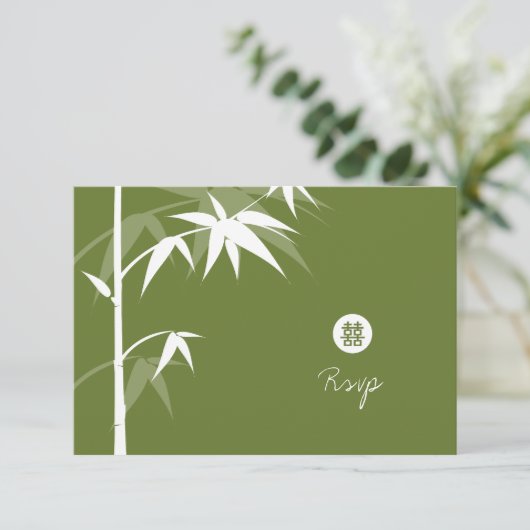 Eenvoudige Chinese bruiloft in oost-Aziatische Bam RSVP Kaartje (Staand voorkant)