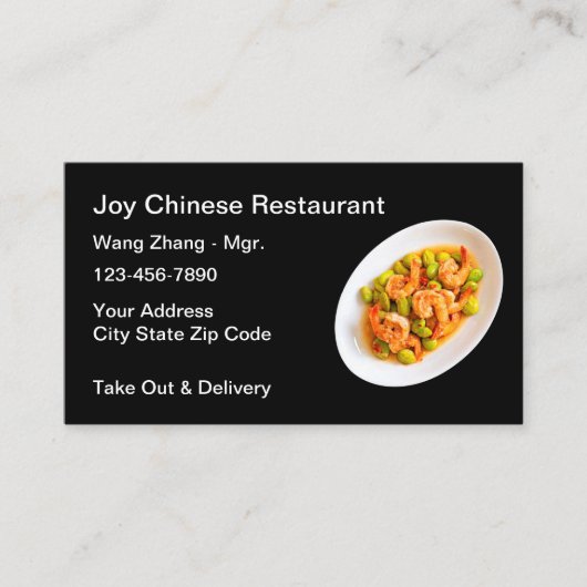 Eenvoudige Chinese Visitekaartjes voor restaurants (Voorkant)