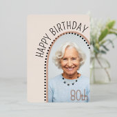 Eenvoudige chique 80e verjaardag gebogen foto Polk Folie Uitnodiging (Staand Voorkant)