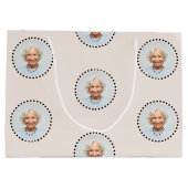 Eenvoudige chique bewerkbare ronde foto polka dot groot cadeauzakje (Achterkant)