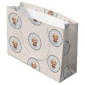 Eenvoudige chique bewerkbare ronde foto polka dot groot cadeauzakje (Achterkant Gekanteld)