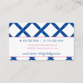 Eenvoudige chique blauwe en witte bamboe latwerk visitekaartje (Achterkant)