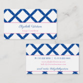 Eenvoudige chique blauwe en witte bamboe latwerk visitekaartje (Voorkant / Achterkant)