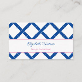 Eenvoudige chique blauwe en witte bamboe latwerk visitekaartje