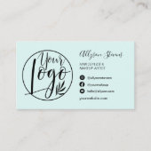 Eenvoudige chique blauwgroen haar make-up foto log visitekaartje (Voorkant)