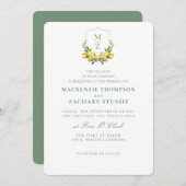 Eenvoudige chique bloemencitrus bruiloft uitnodigi kaart (Voorkant / Achterkant)