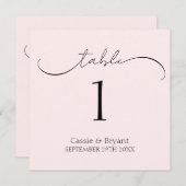 Eenvoudige chique blush roze bruiloft tafel nummer programmakaart (Voorkant / Achterkant)