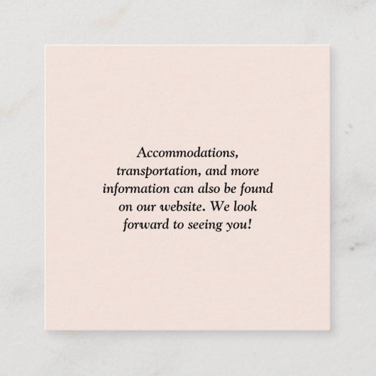 Eenvoudige Chique Blush Roze QR Code Bruiloft Informatiekaartje (Achterkant)