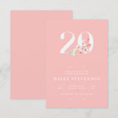 Eenvoudige Chique Blush Roze Wit Bloemen 20e Verja Kaart (Voorkant / Achterkant)