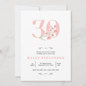 Eenvoudige Chique Blush Roze Wit Bloemen 30e Verja Kaart (Voorkant)