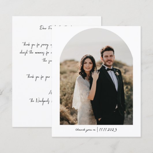 Eenvoudige chique budget boog foto bruiloft dank u (Voorkant / Achterkant)