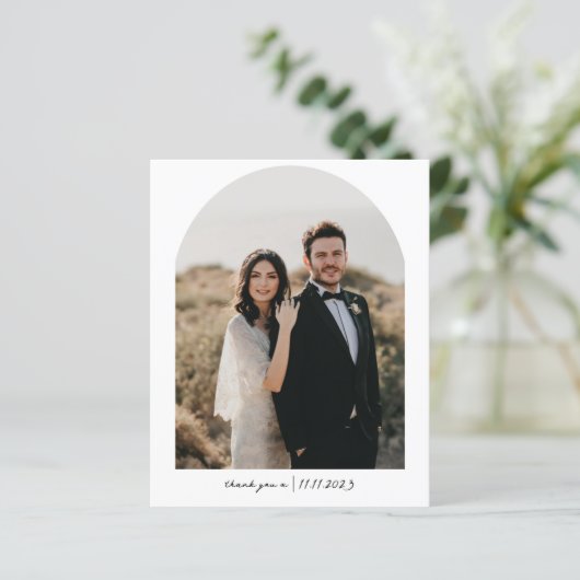 Eenvoudige chique budget boog foto bruiloft dank u (Staand voorkant)