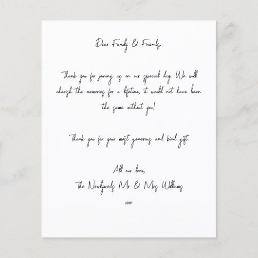 Eenvoudige chique budget boog foto bruiloft dank u (Achterkant)