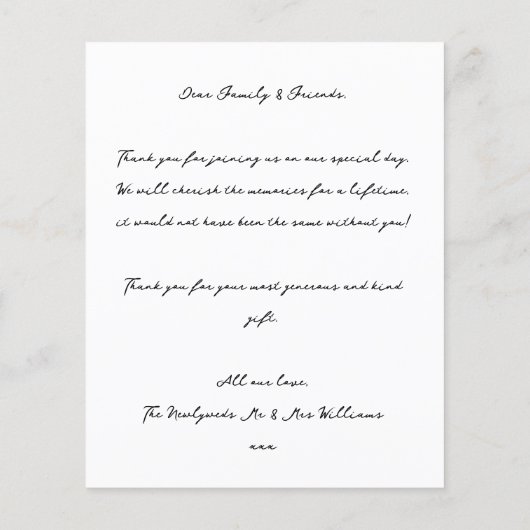 Eenvoudige chique budget foto bruiloft dank u kaar (Achterkant)