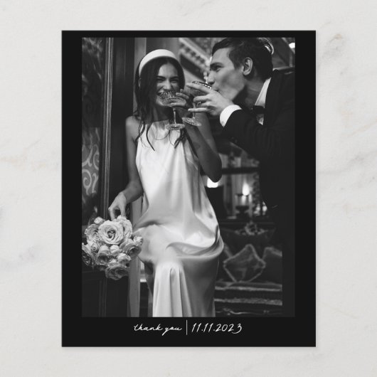 Eenvoudige chique budget foto bruiloft dank u kaar (Voorkant)