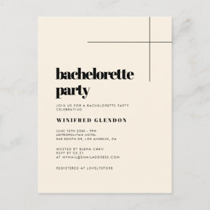 Eenvoudige chique Cream Bachelorette feestuitnodig Briefkaart