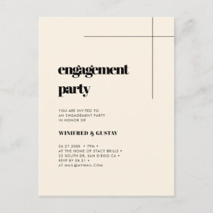 Eenvoudige chique Cream verlovingsfeestuitnodiging Briefkaart