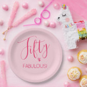 Eenvoudige Chique Fifty & FABULOUS in Roze Papieren Bordje (Feest)