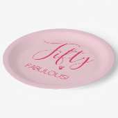Eenvoudige Chique Fifty & FABULOUS in Roze Papieren Bordje (Gekanteld)