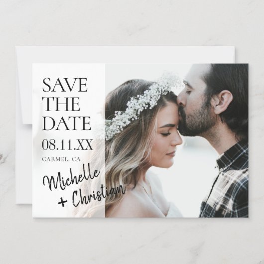 Eenvoudige chique foto bruiloft Save the Date Magnetische Uitnodiging (Voorkant)