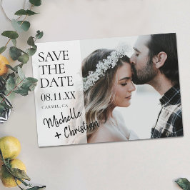 Eenvoudige chique foto bruiloft Save the Date Magnetische Uitnodiging