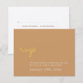 Eenvoudige chique glans bronzen bruiloft RSVP-reac Kaart (Voorkant / Achterkant)