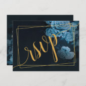 Eenvoudige chique gouden geometrische Lijst RSVP-u Uitnodiging Briefkaart (Voorkant / Achterkant)