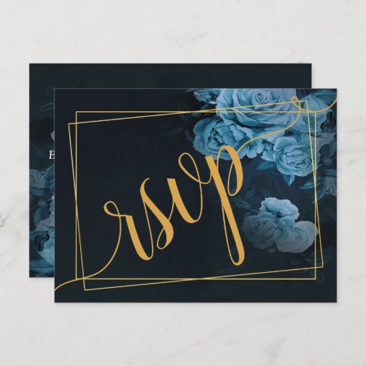 Eenvoudige chique gouden geometrische Lijst RSVP-u Uitnodiging Briefkaart (Voorkant / Achterkant)