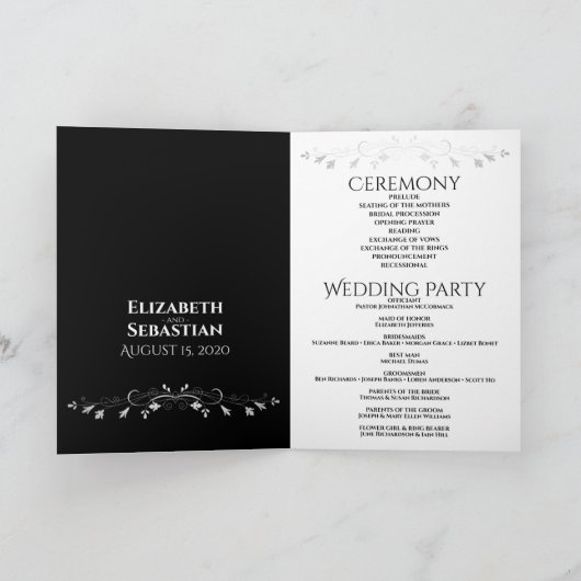 Eenvoudige chique grijs bloeien bruiloft ceremonie programma (Binnen)