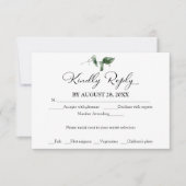 Eenvoudige chique groen eucalyptus bruiloft RSVP K Kaart (Voorkant)
