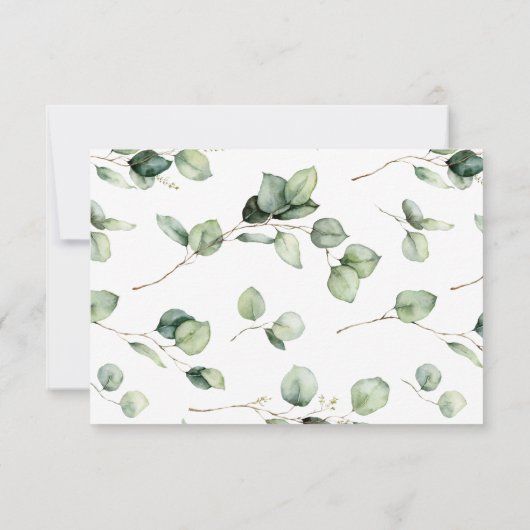 Eenvoudige chique groen eucalyptus bruiloft RSVP K Kaart (Achterkant)