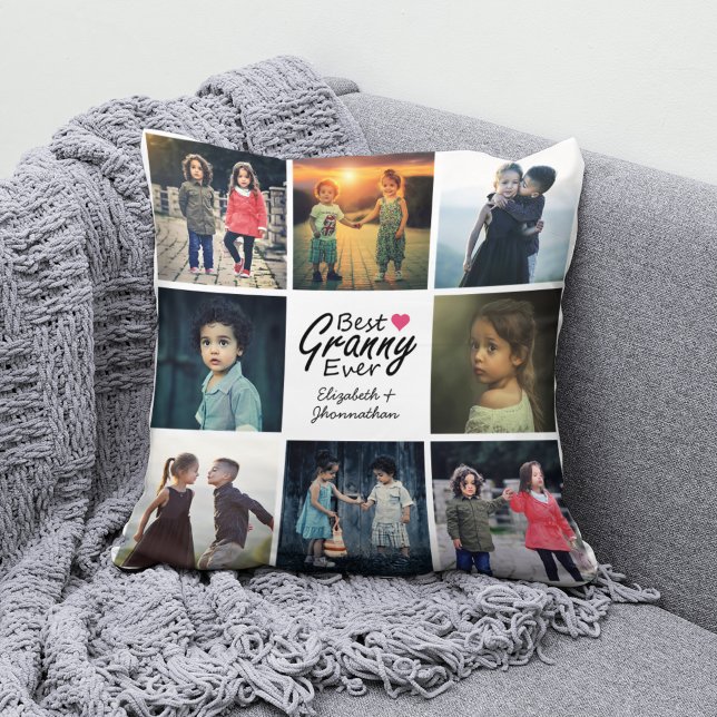 Eenvoudige chique hart foto collage beste oma ooit kussen (Creator heeft geüpload)
