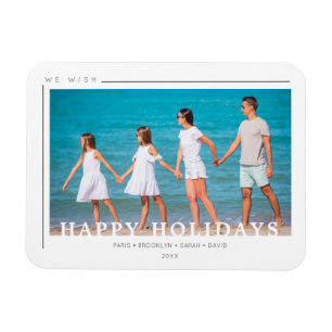 Eenvoudige Chique Kerst Typografie Foto Familie Magneet