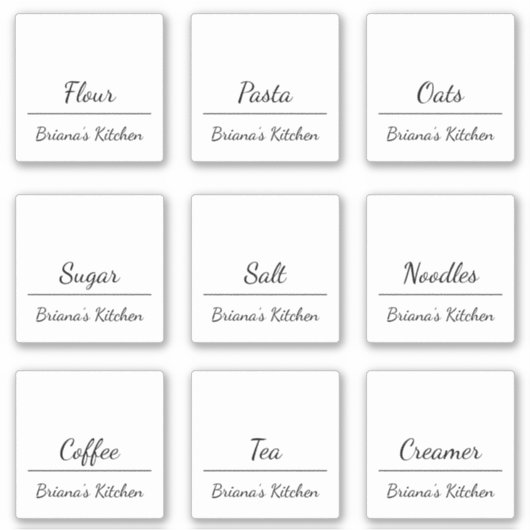 Eenvoudige chique keuken & pantry potje label (Voorkant)