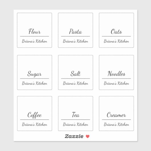 Eenvoudige chique keuken & pantry potje label (Vel)