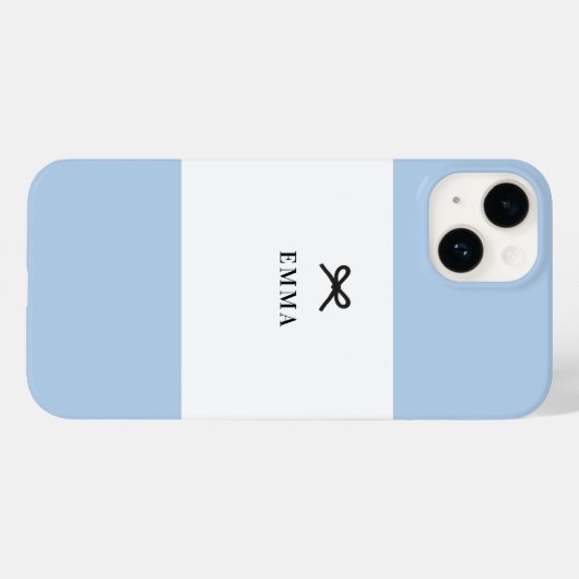 Eenvoudige chique klassieke boog blauw monogram na Case-Mate iPhone case (Achterkant (horizontaal))