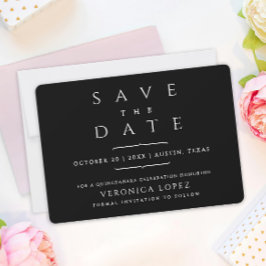 Eenvoudige chique klassieke zwart-wit Quinceañera Save The Date