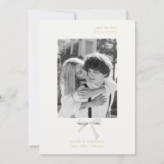 Eenvoudige chique lintboog | Off White Sla de datu Kaart (Voorkant)