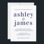 Eenvoudige chique marine blauw typografie bruiloft kaart<br><div class="desc">Eenvoudige en chique bruiloft uitnodiging beschikt over marine blauw stijlvolle, elegante en moderne typografie op een witte achtergrond. Voeg gewoon uw trouwgegevens toe. Exclusief voor u ontworpen door Happy Dolphin Studio. Als u hulp of bijpassende producten nodig hebt, neem dan contact met ons op via happydolphinstudio@outlook.com. We helpen je graag...</div>