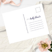 Eenvoudige chique marine blauw wit bruiloft opslaa briefkaart