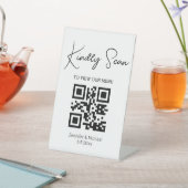Eenvoudige chique minimale QR-code bruiloft menu Reclamebord Met Voetstuk (Insitu)